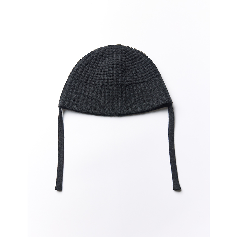 TRACYCHU黑色混羊绒娃娃小辫帽针织时尚百搭可爱搭配神器冬季新款