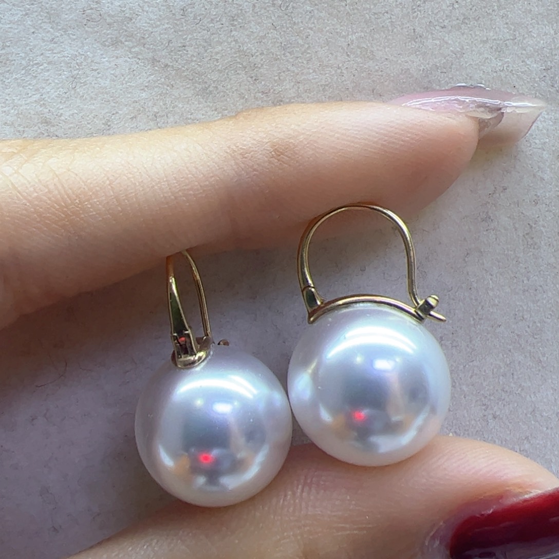 淡水珍珠耳饰18K金镶嵌