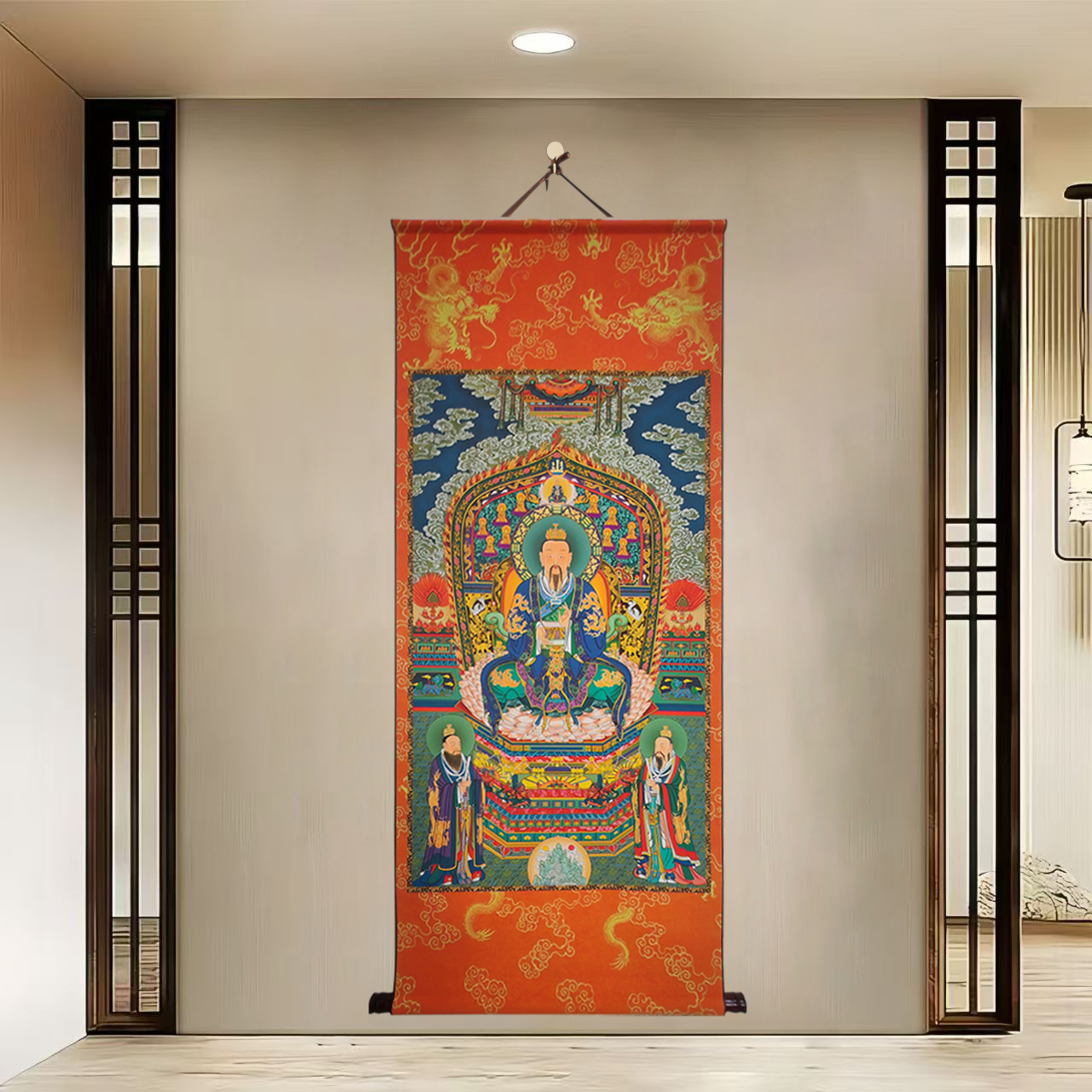 {新款三清}{元始天尊}60x140cm艺术微喷卷轴宣纸画