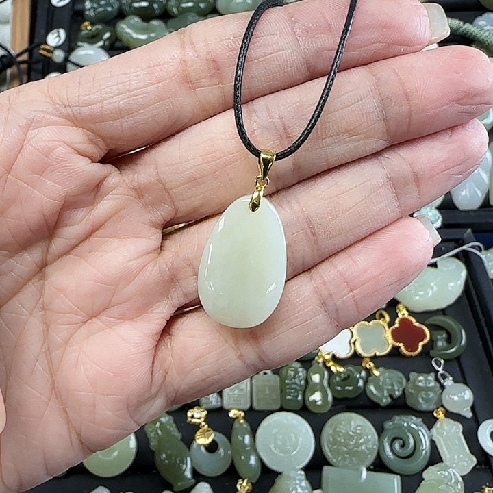 和田玉吊坠(不含链)银S925镶嵌