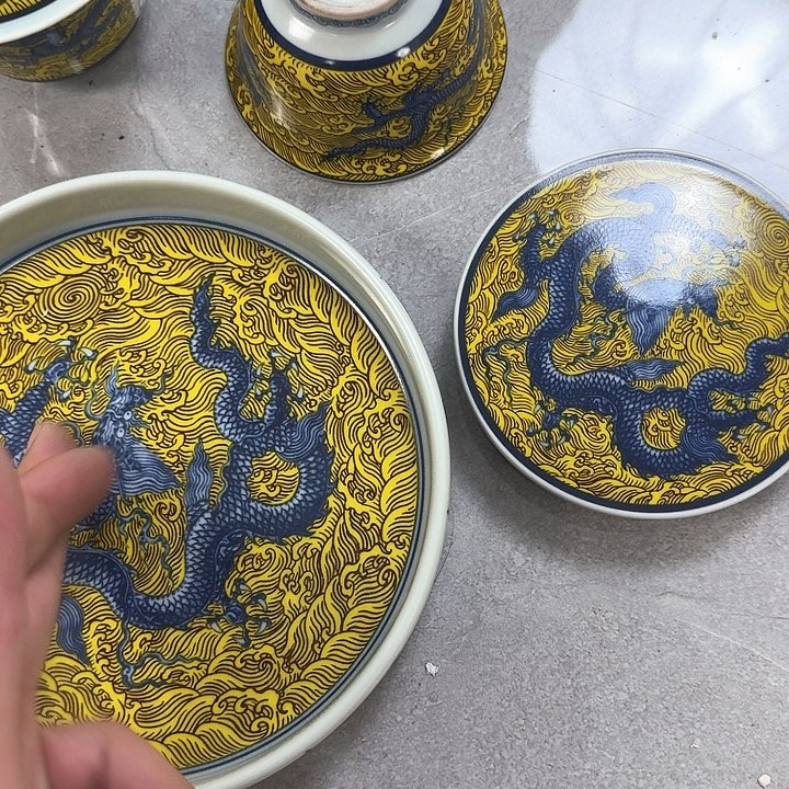 瓷片黄龙4件套景德镇
