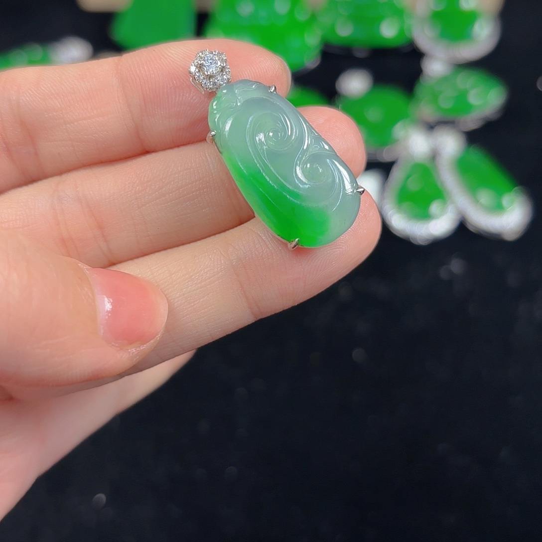 翡翠银S925镶嵌吊坠(不含链)