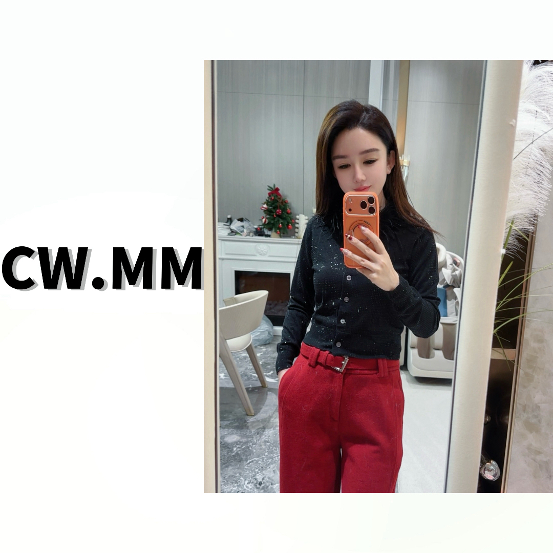 CW.MM 设计感烫钻修身显瘦气质百搭羊毛毛衣