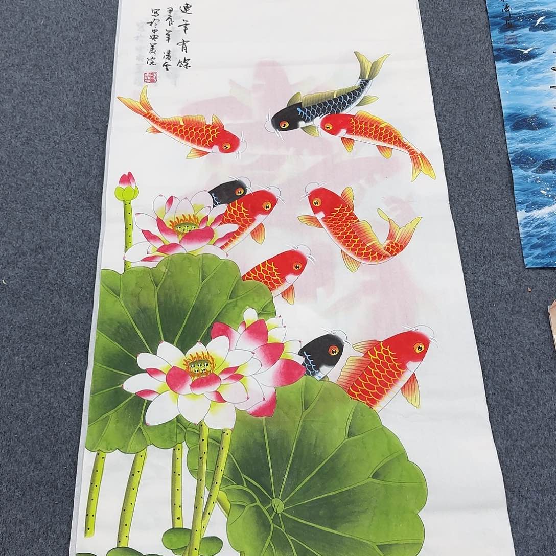 国画尺寸50X100手绘作品 