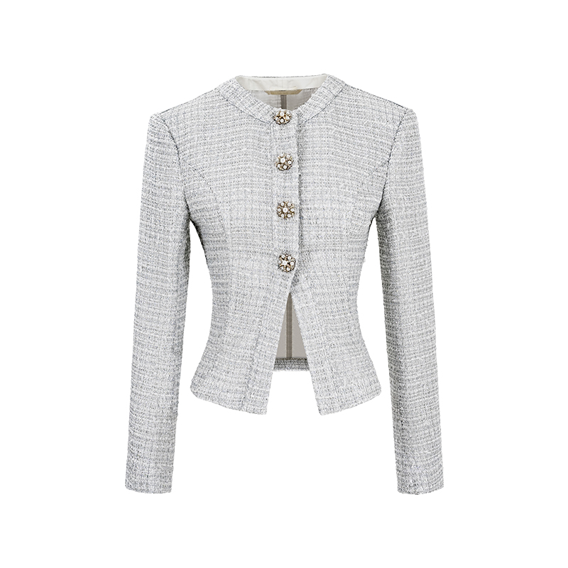 MAGGIE MA设计师款法式浪漫女人腔调经典纹理粗花格子外套401S