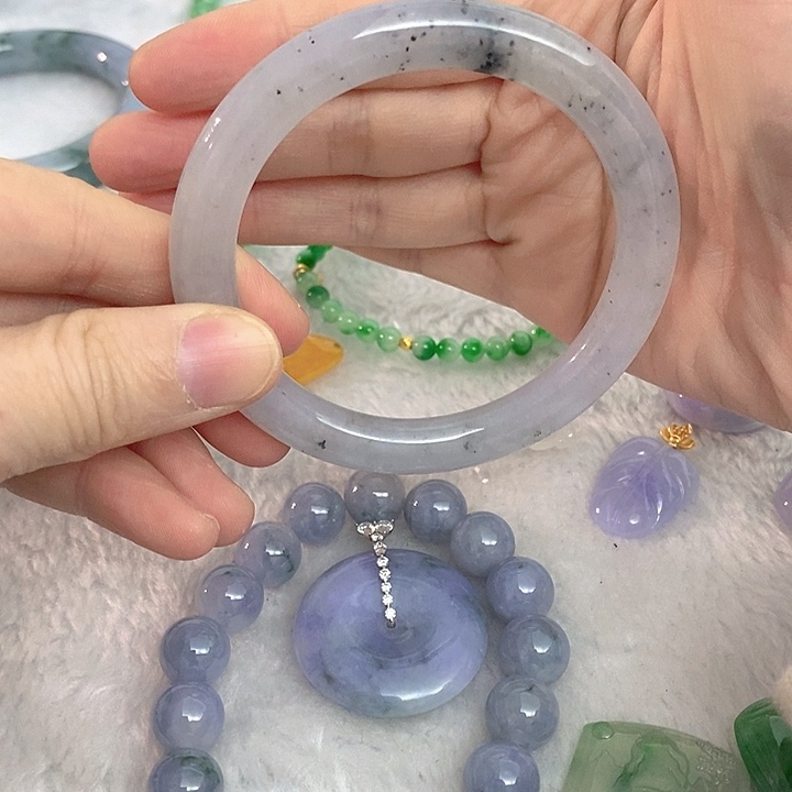 翡翠未镶嵌手镯冰乌鸡圆条55