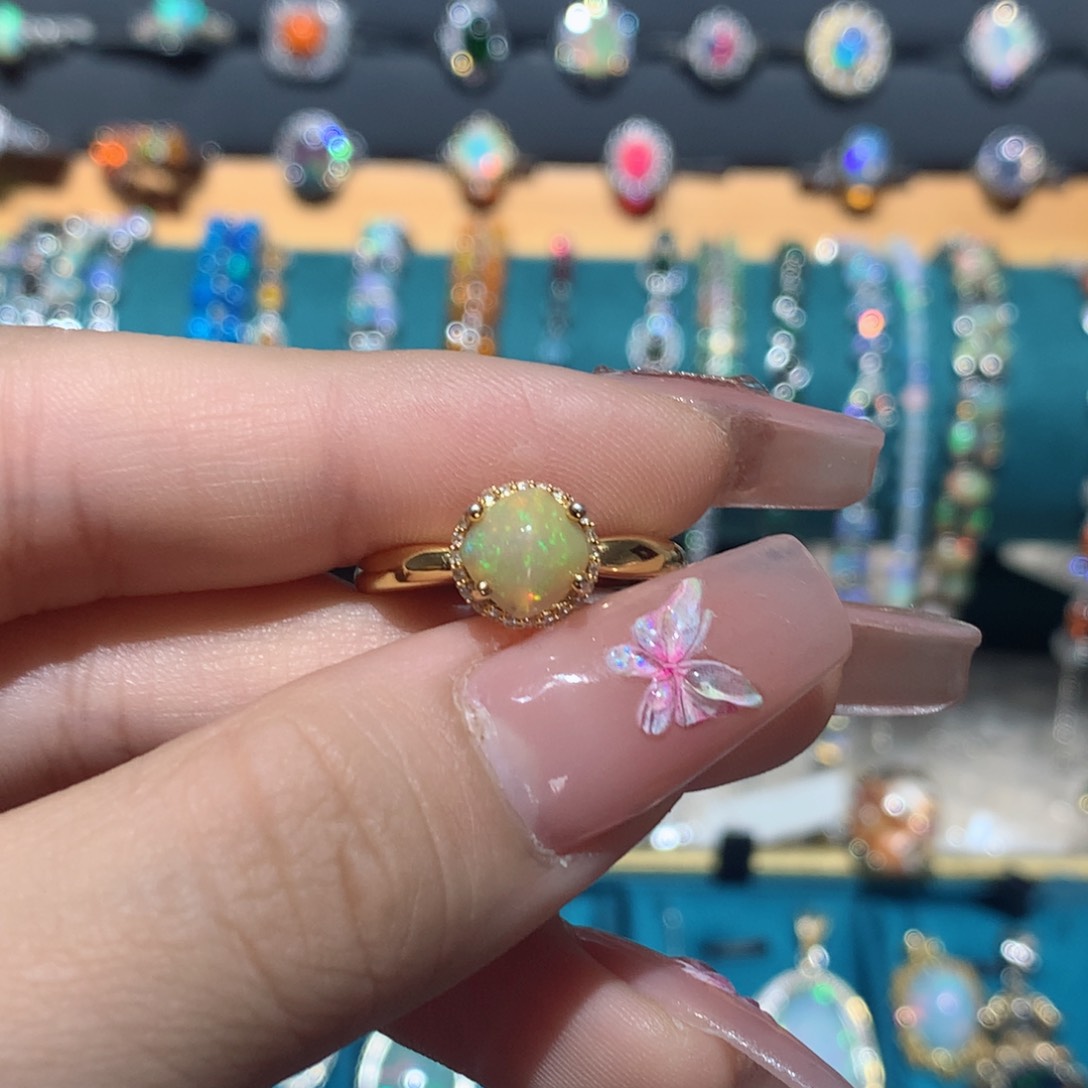 欧泊戒指银S925镶嵌福利