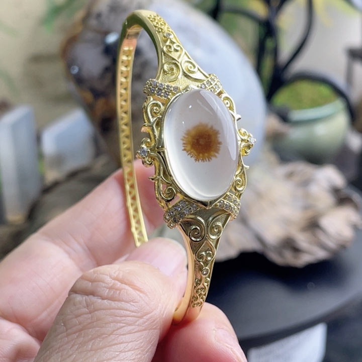 玛瑙/玉髓珠宝半成品银S925镀金镶嵌