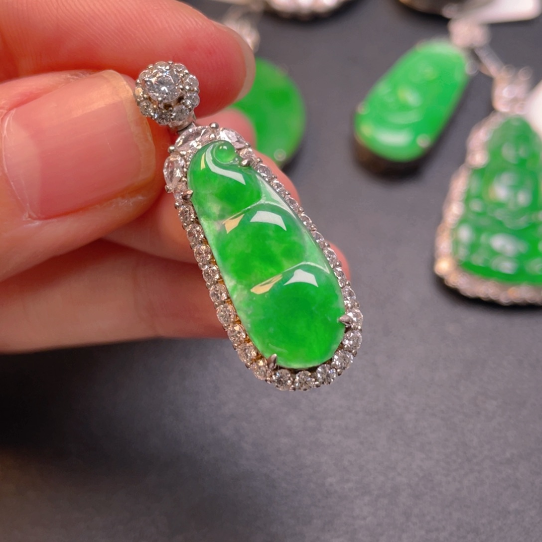 翡翠银S925镶嵌吊坠(不含链)