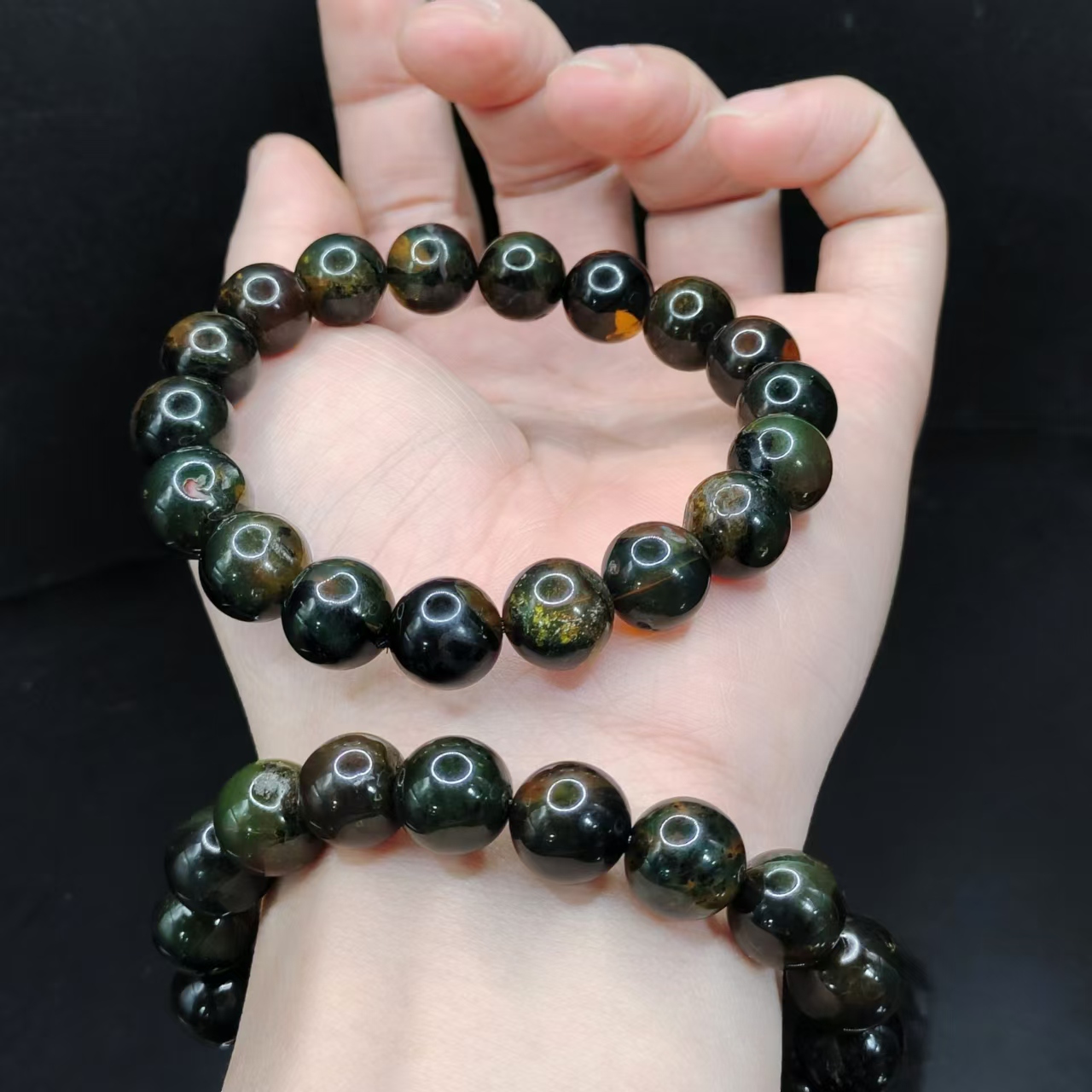 【康康严选】星际蓝琥珀单圈手串GS 【多样性发其一】约11mm+