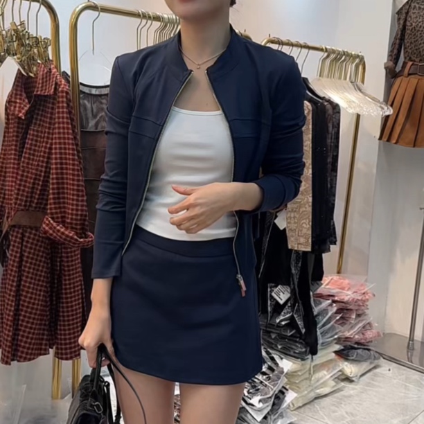 法式 气质休闲上衣加裤裙套装春秋装配背心三件套 112