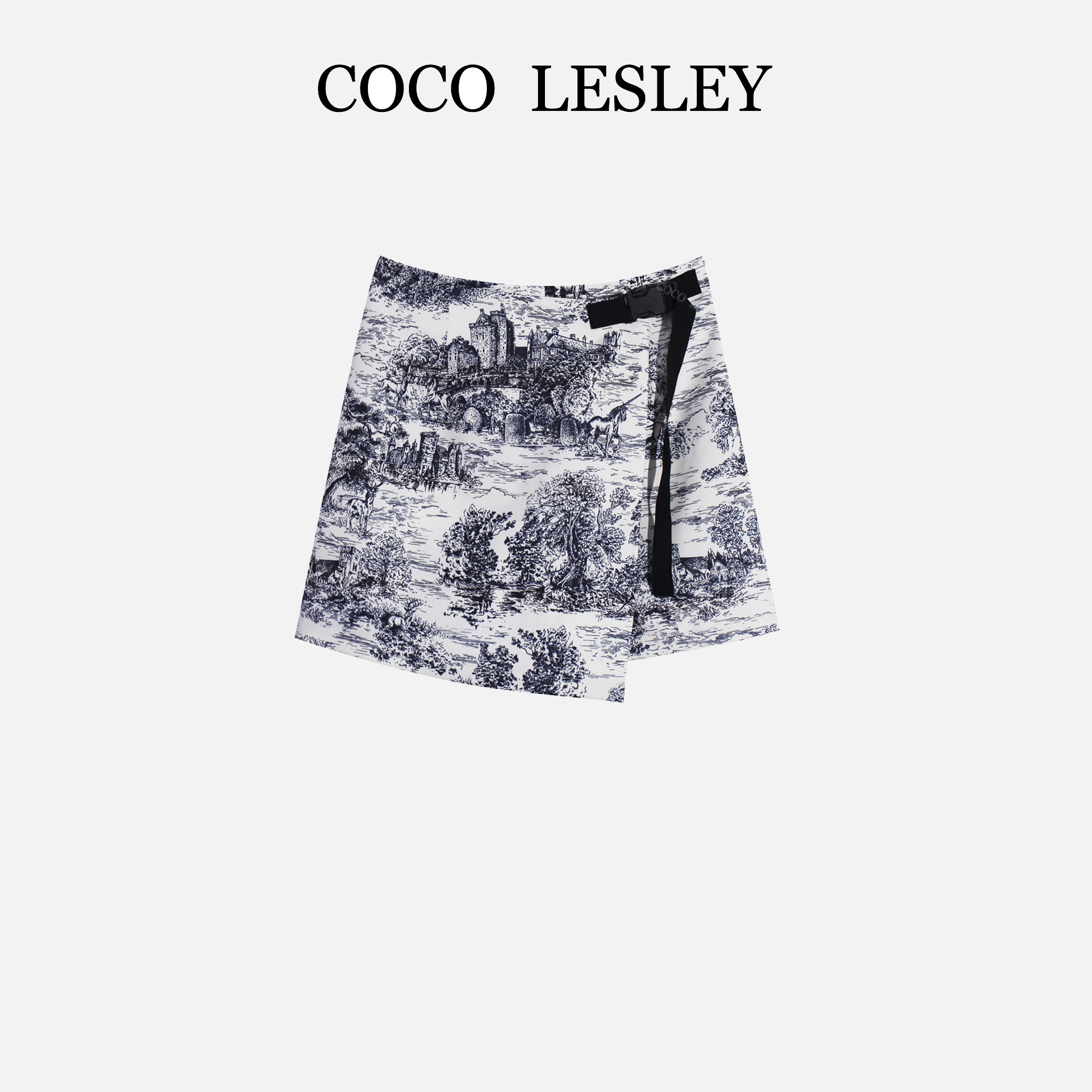【CocoLesly】2025SS茹伊印花图案白色棉质裤裙设计潮牌女装#0990