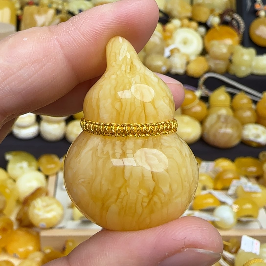 蜜蜡套链未镶嵌天然俄料虎皮妖花蜜蜡葫芦吊坠