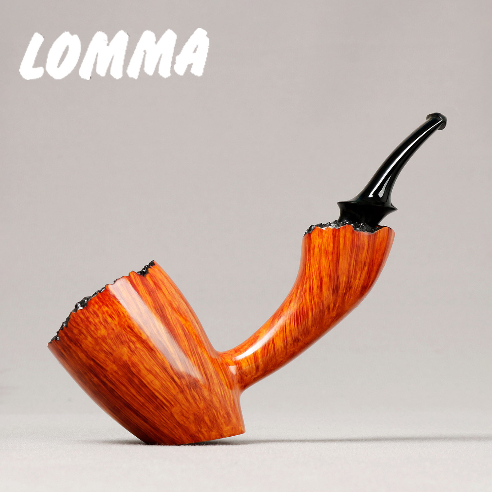 瑞典大师卢马Lomma 双皇冠 浅色双瘤皮弯斗 手工石楠木烟斗