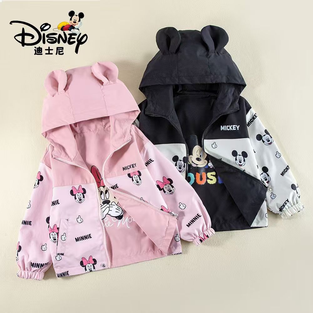 Disney/迪士尼儿童外套双面双穿男女童拼色款春季连帽休闲夹克