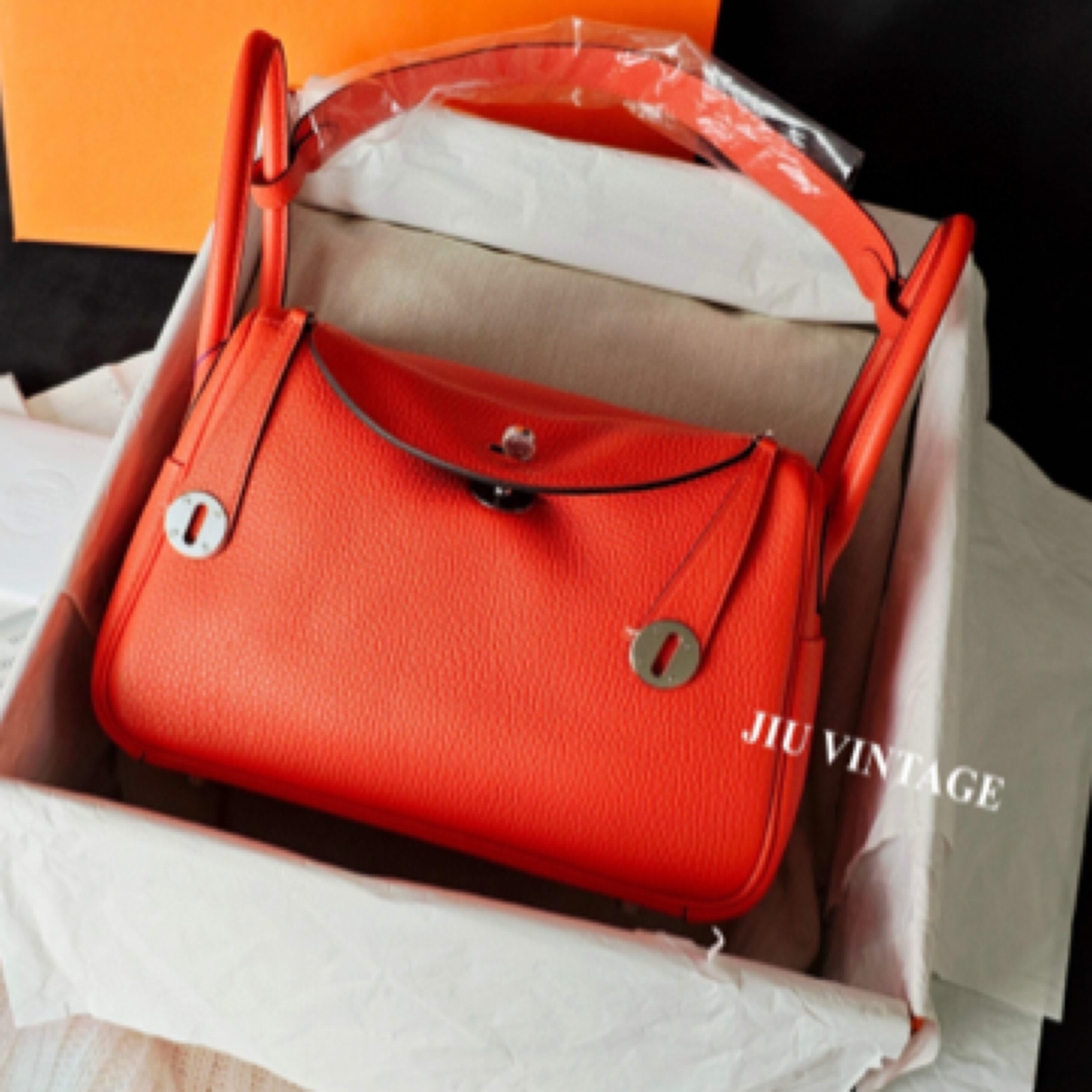 99新 Hermes/爱马仕 lindy26罂粟橙内拼哈瓦那色A刻闲置JM7-3265