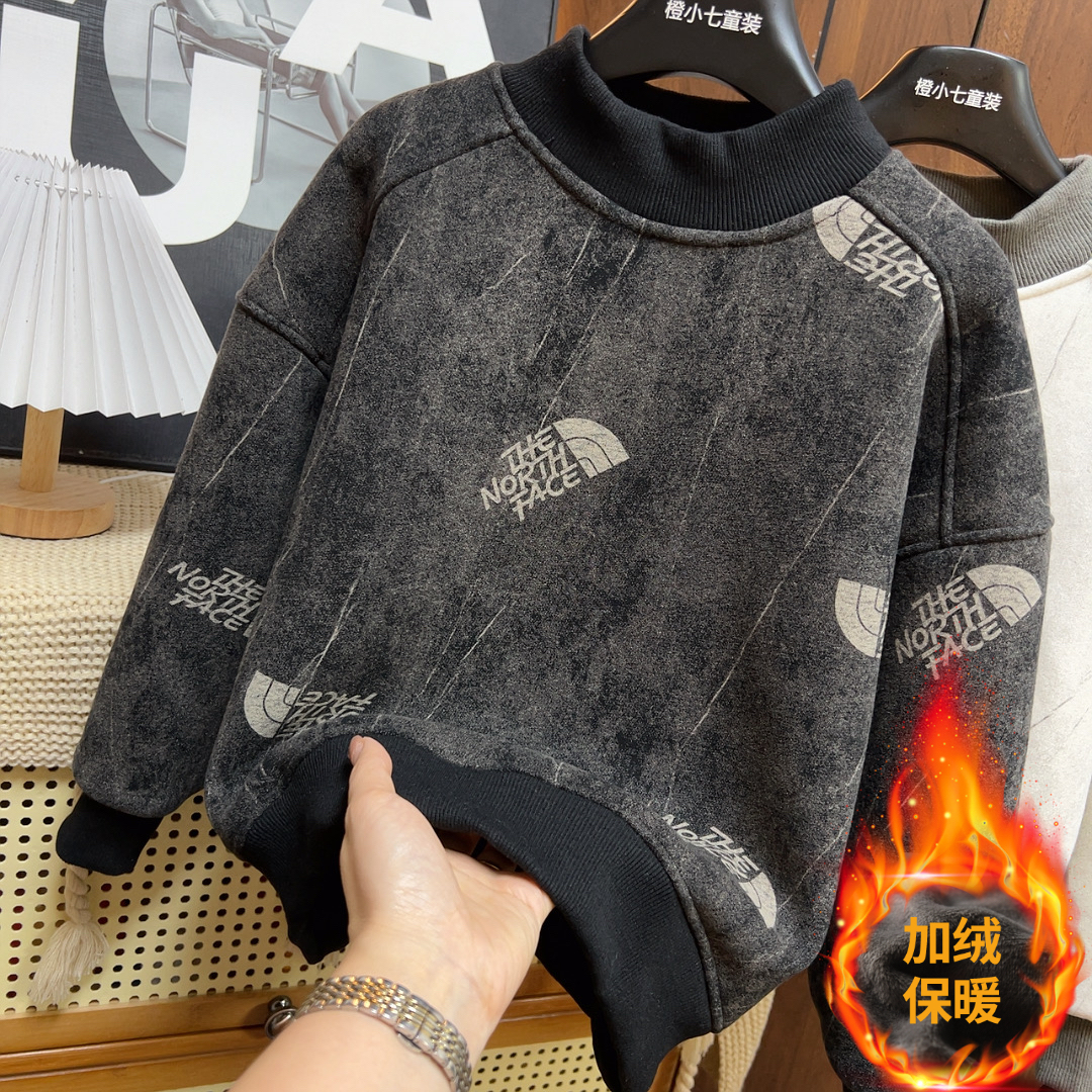 潮流字母加绒～儿童新款加厚卫衣秋冬中大童休闲上衣潮
