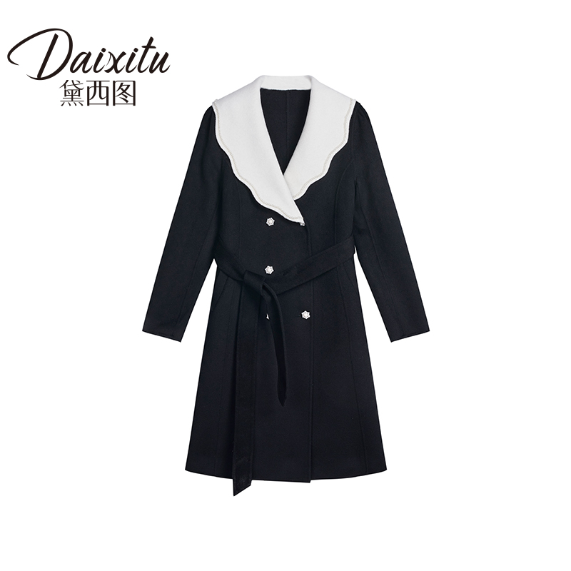01-18夏幽幽法式荷叶边毛呢大衣外套3F-008