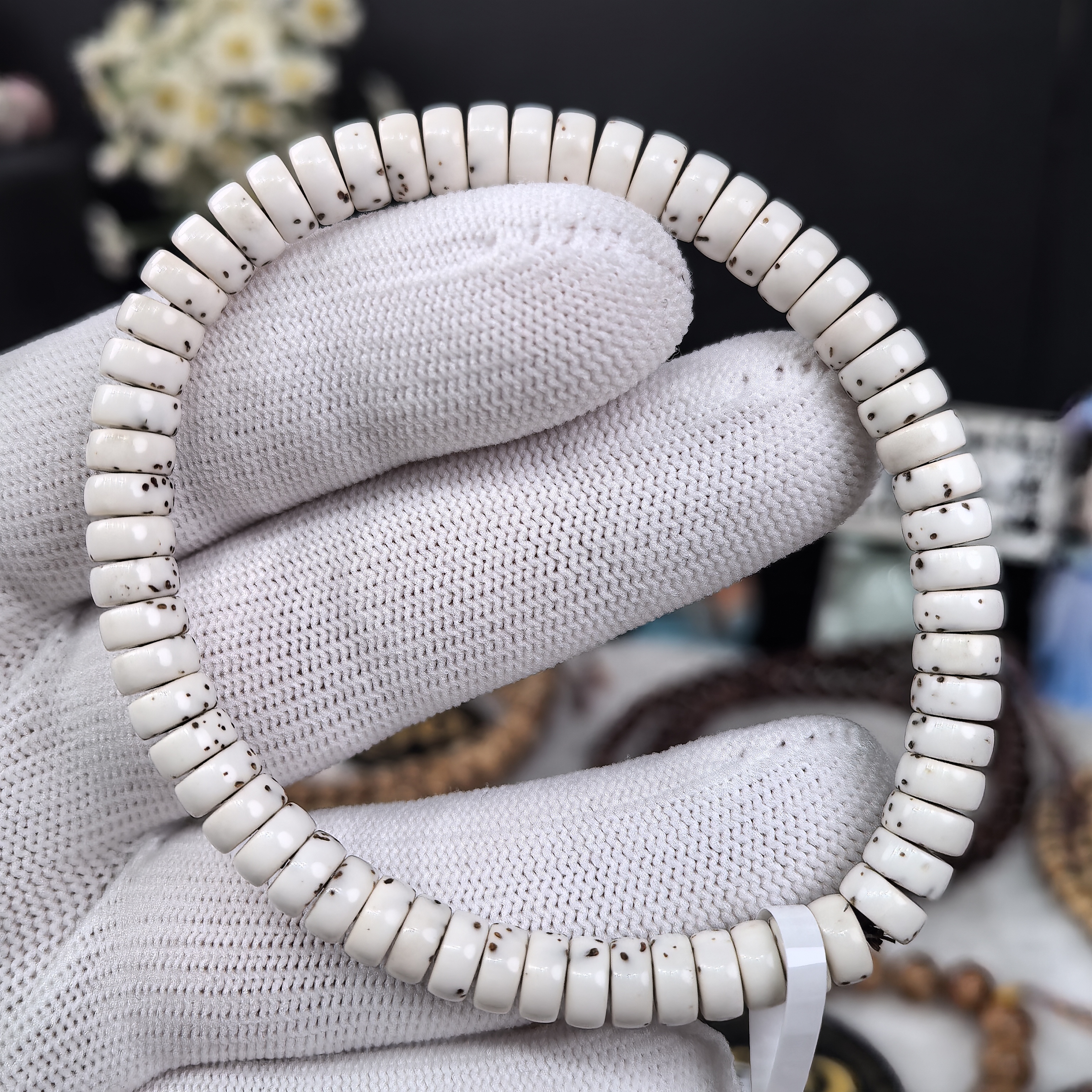 原生态顺白6.5/3数星星药片珠高油高密海南星月菩提单圈手串高货