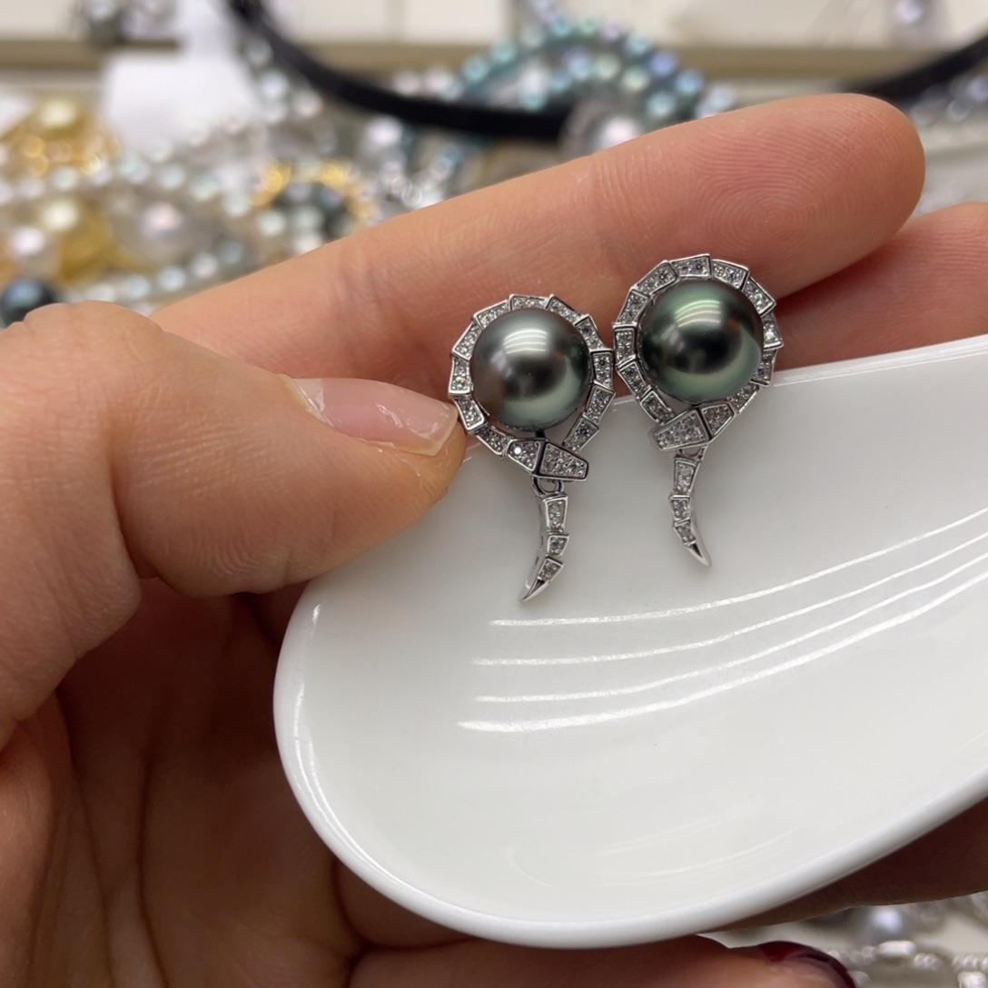 海水珍珠耳饰银S925镶嵌