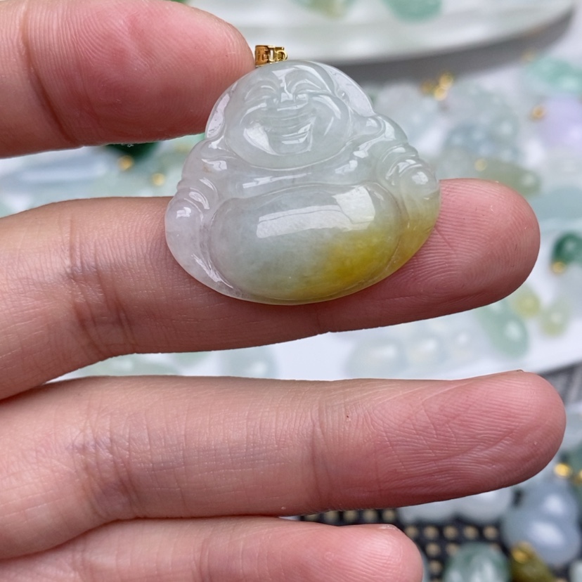 【闪购商品】翡翠吊坠(不含链)18K金镶嵌佛公