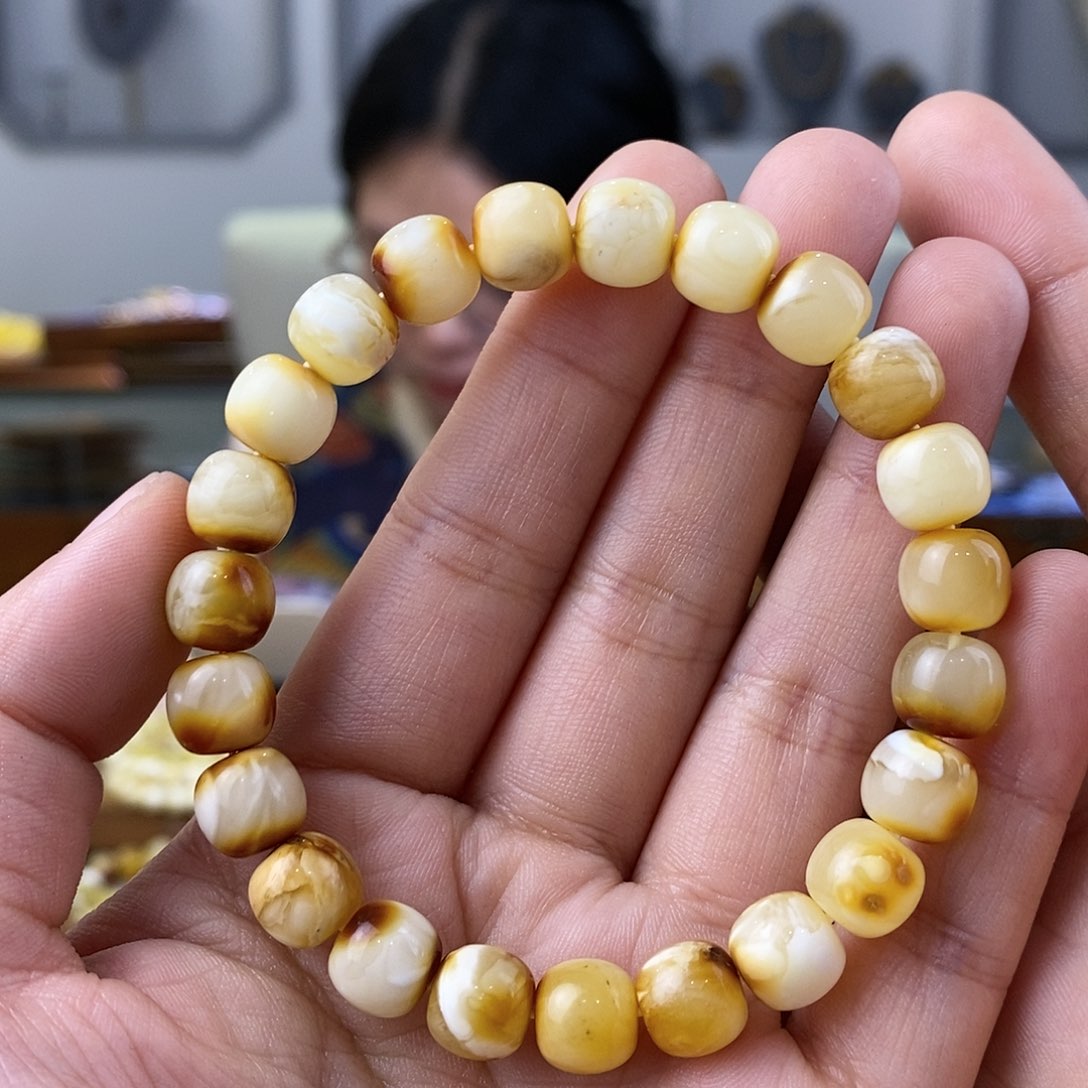 蜜蜡珠宝奇石未镶嵌蜜蜡手串9.0mm