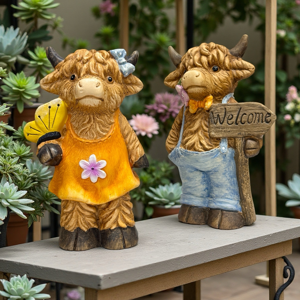 花园庭院可爱仿真高地情侣犀牛阳台幼儿园造景布景装饰摆件