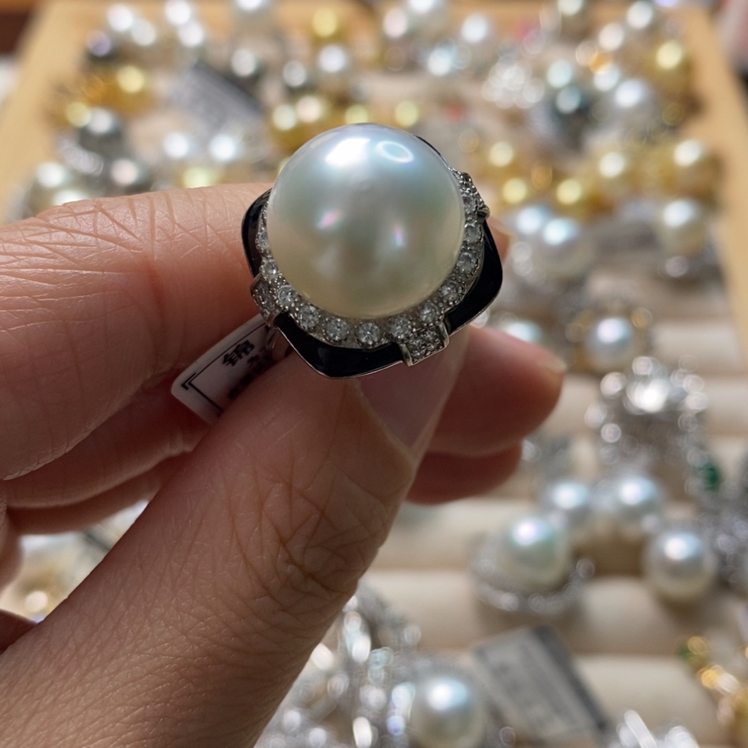 海水珍珠戒指银S925镶嵌