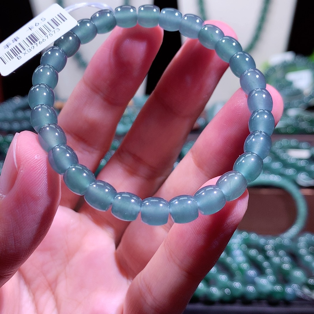 翡翠未镶嵌手链天然a货翡翠手串6.5