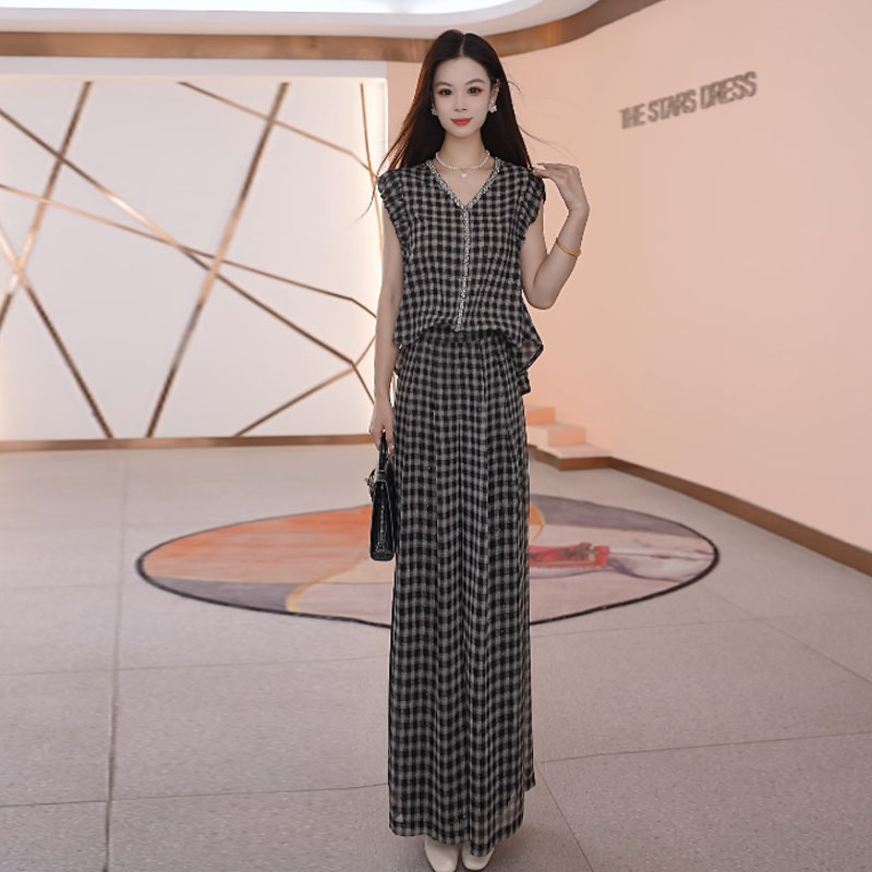 【两件套】夏季新款时尚修身气质高贵洋气印花收腰显瘦减龄两件套裤