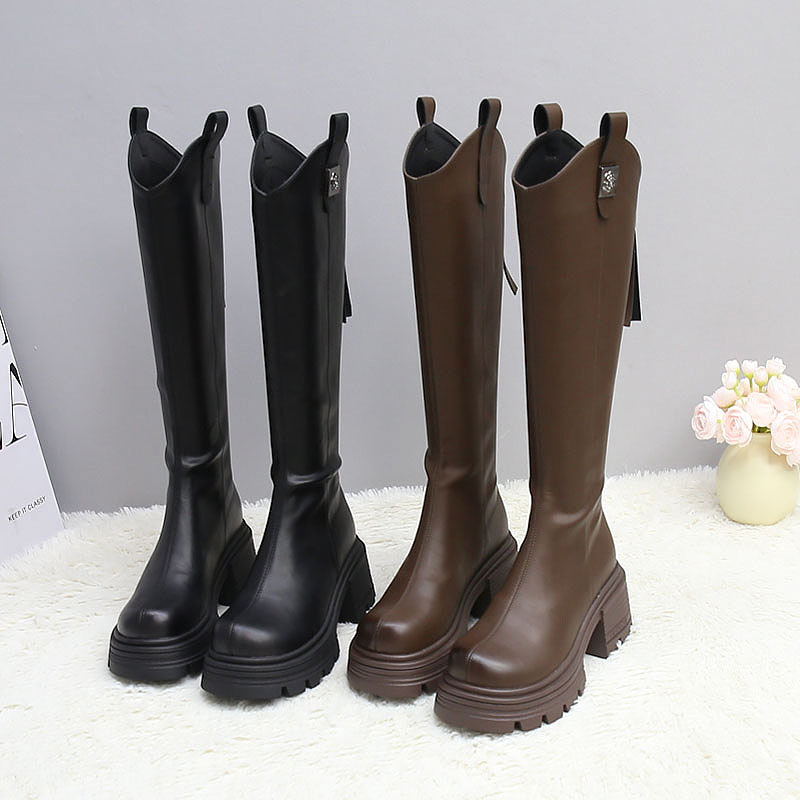 【单靴/二棉/大棉】美拉德厚底长靴女瘦瘦靴骑士靴加宽板