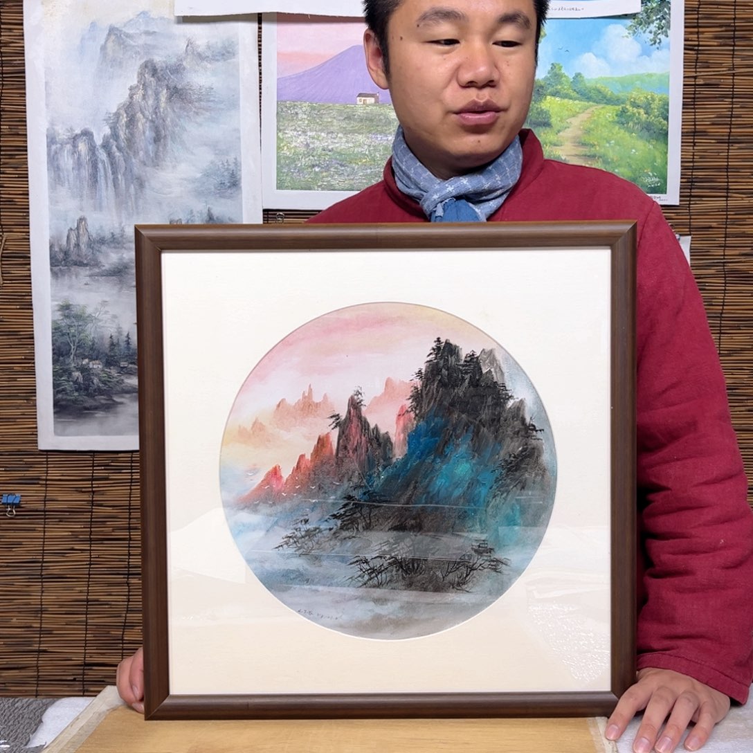 油画行路人小院绘画作品竞拍
