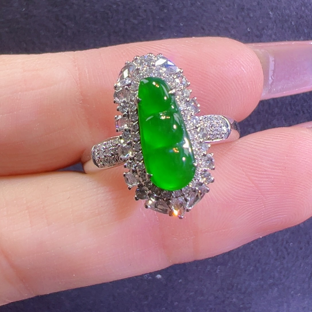 翡翠戒指18K金镶嵌两用款戒指