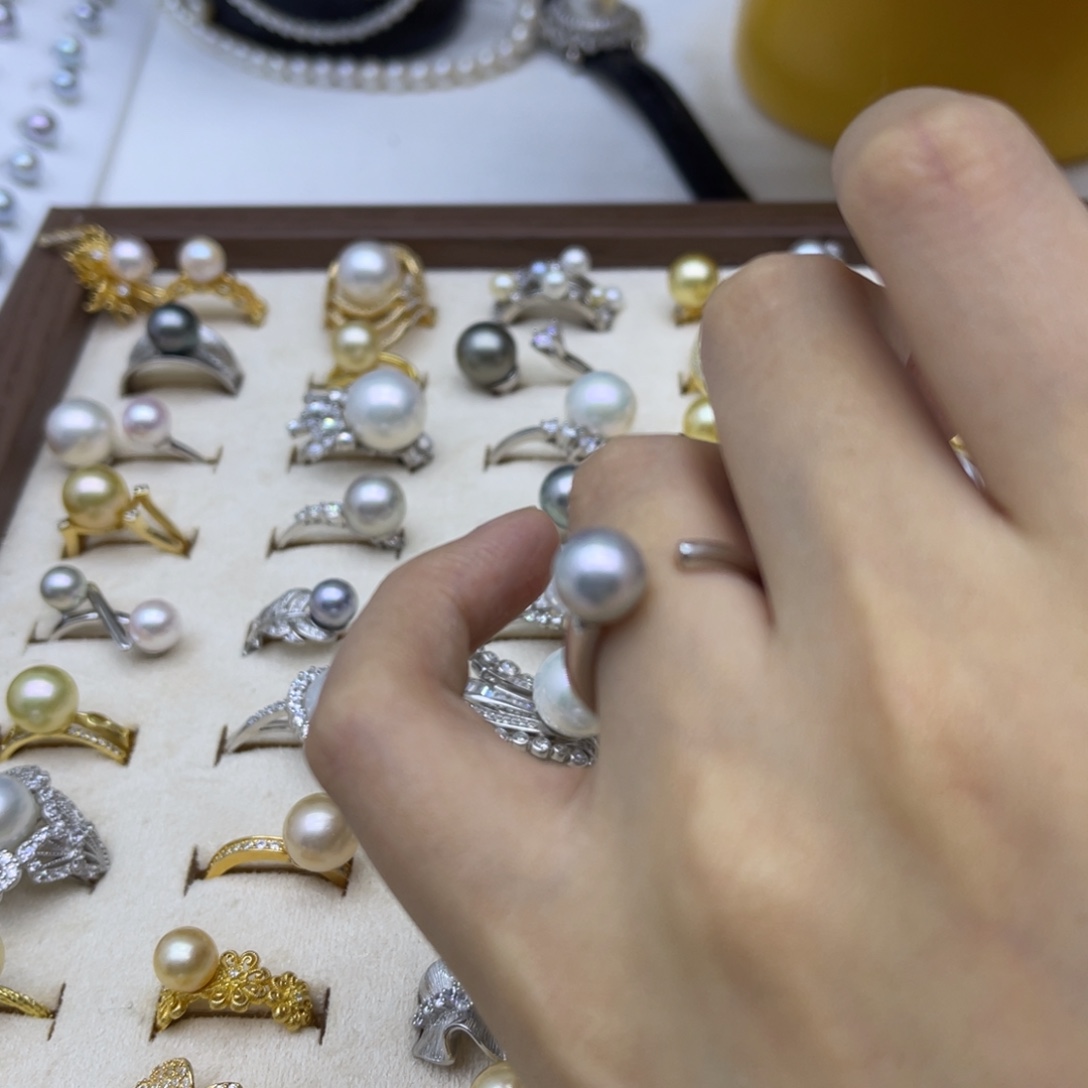 银S925镶嵌戒指海水珍珠