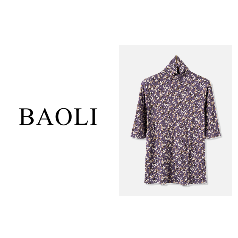 复古高龄印花五分袖衫2023秋季新款修身休闲时尚中袖T恤女TL1809