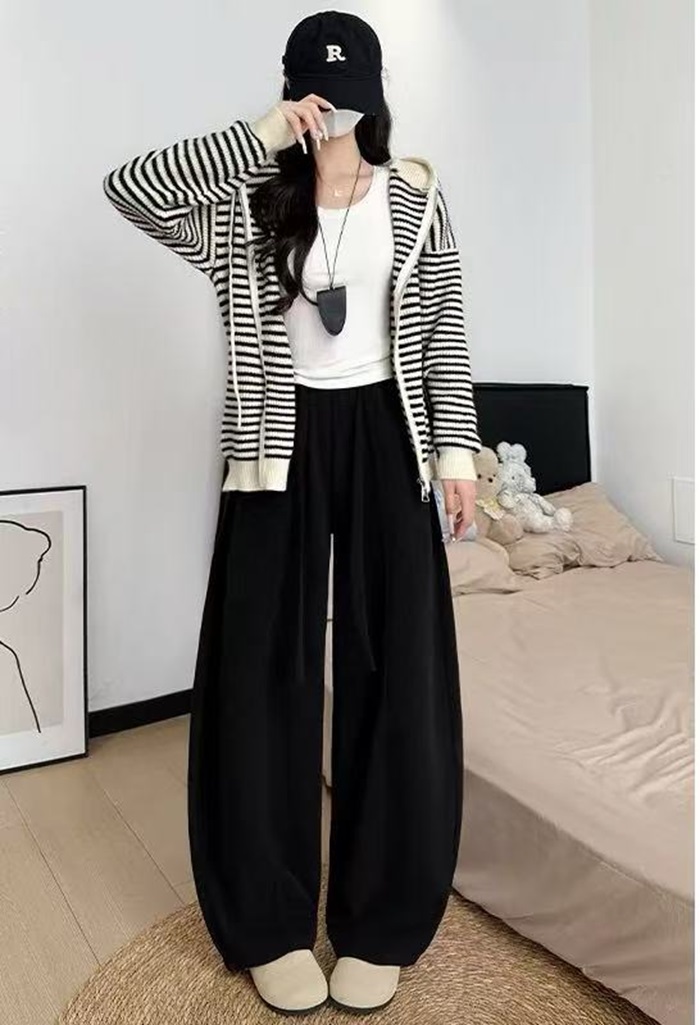 【锦衣服饰】YQ 1115韩系百搭灯芯绒慵懒风弯刀阔腿裤