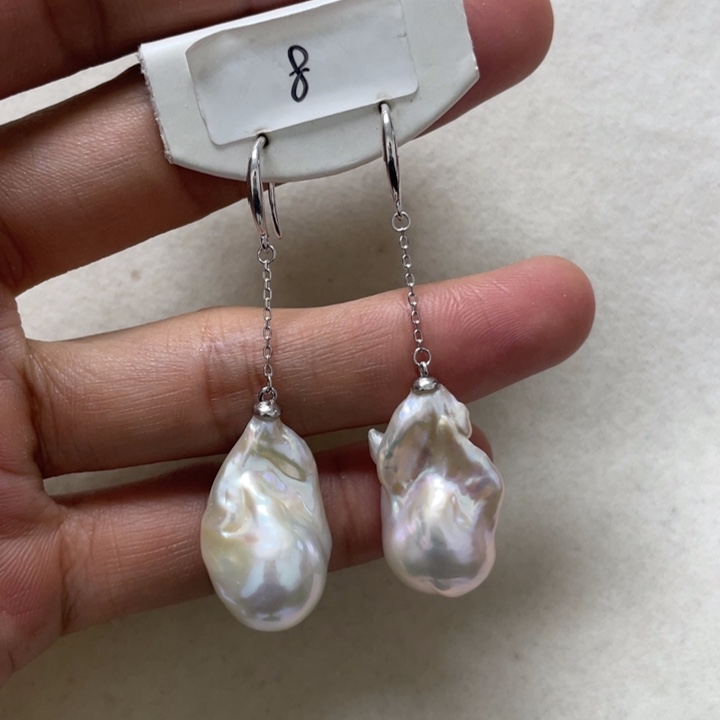 淡水珍珠耳饰银S925镶嵌