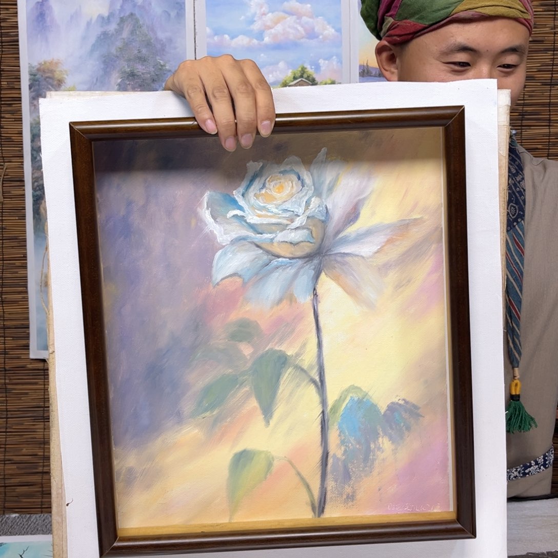 油画行路人小院绘画作品竞拍