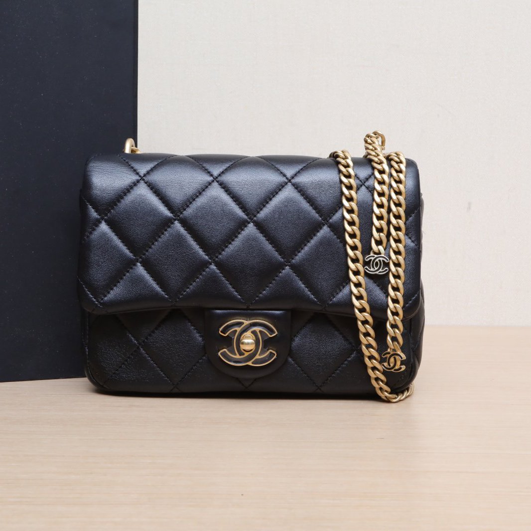 95新 Chanel/香奈儿 【双攀】22P CF 口盖包芯片开 珐琅扣 478823