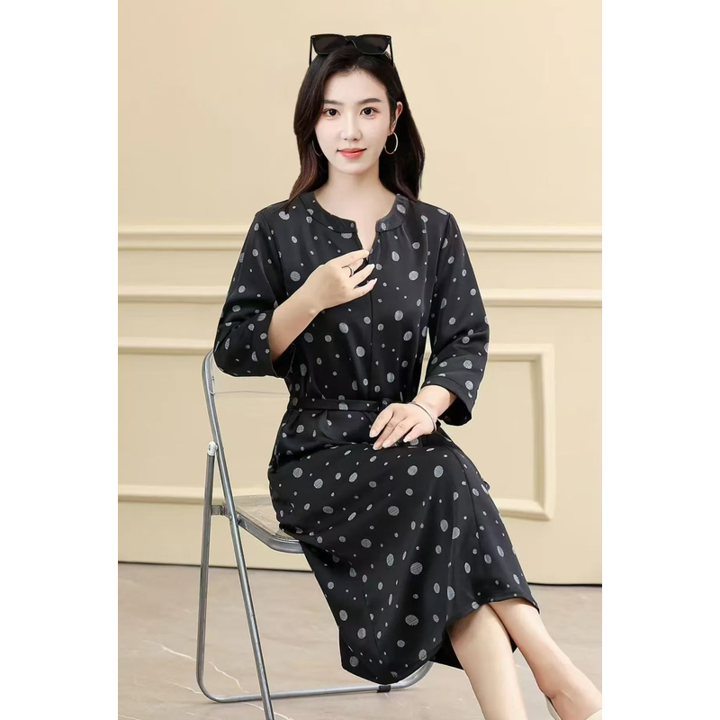 波点雅韵  夏季时尚轻奢亲肤透气中长款连衣裙