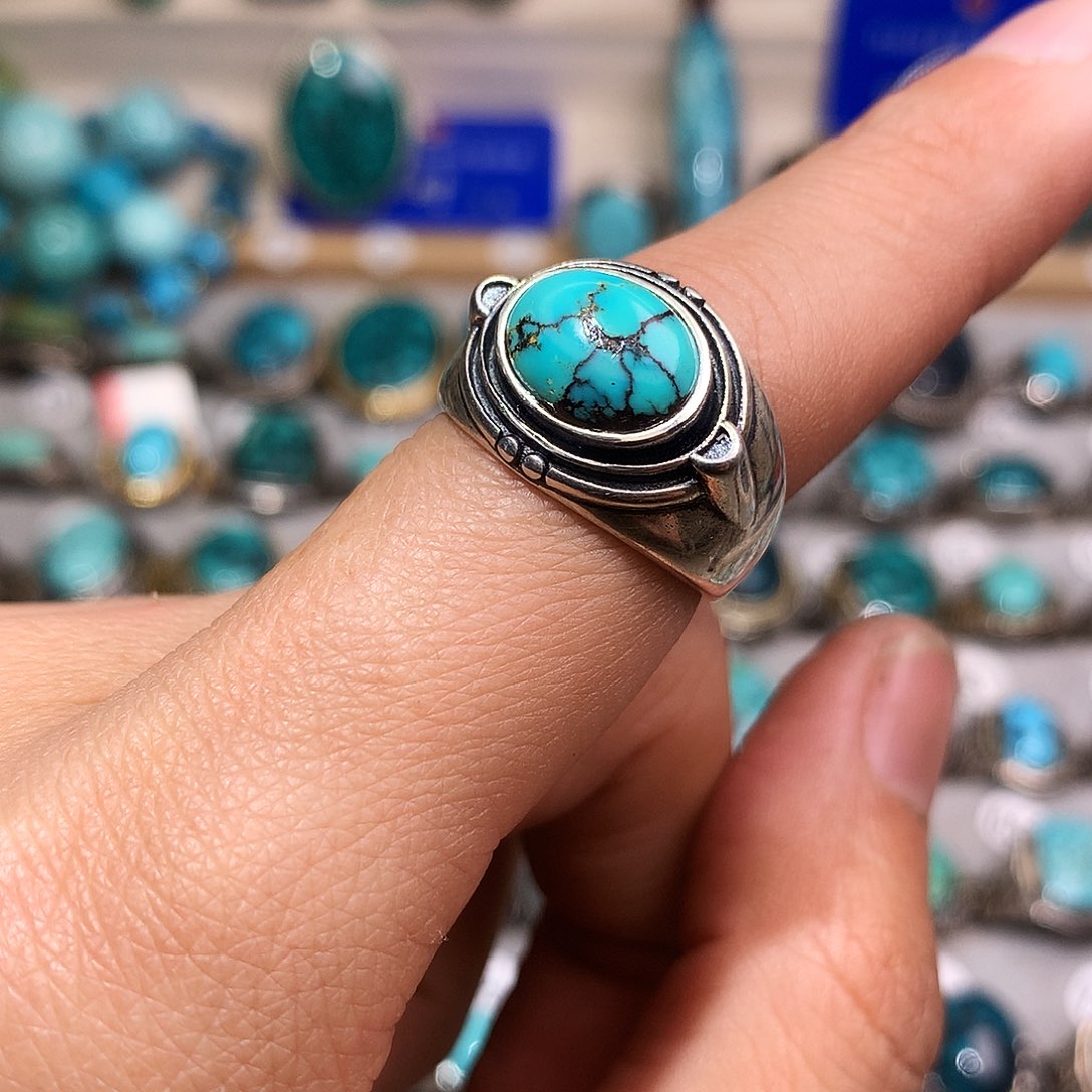 绿松石挂件银S925镶嵌