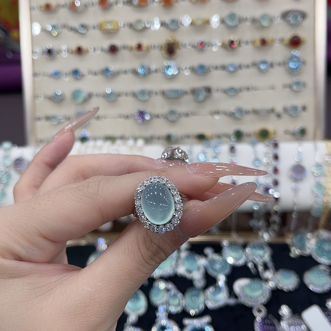 平***^蛇纹石玉银S925镶嵌戒指