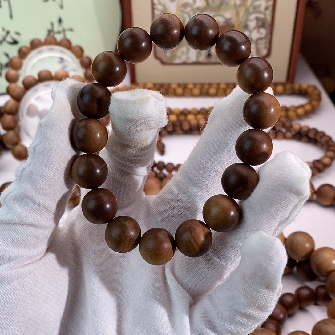 手串/手链檀香木横纹黑肉12树心微微瑕