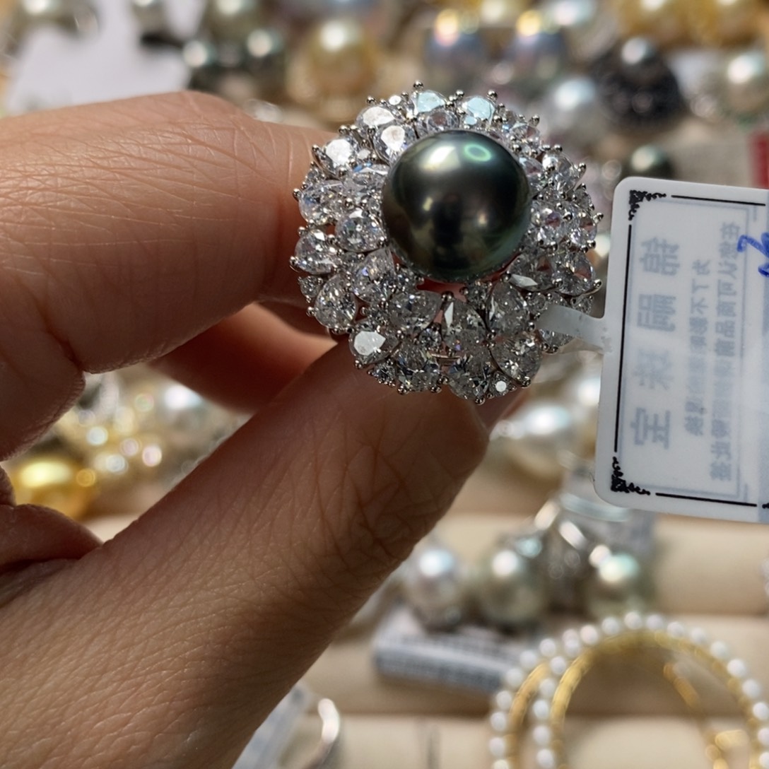 海水珍珠戒圈银S925镶嵌