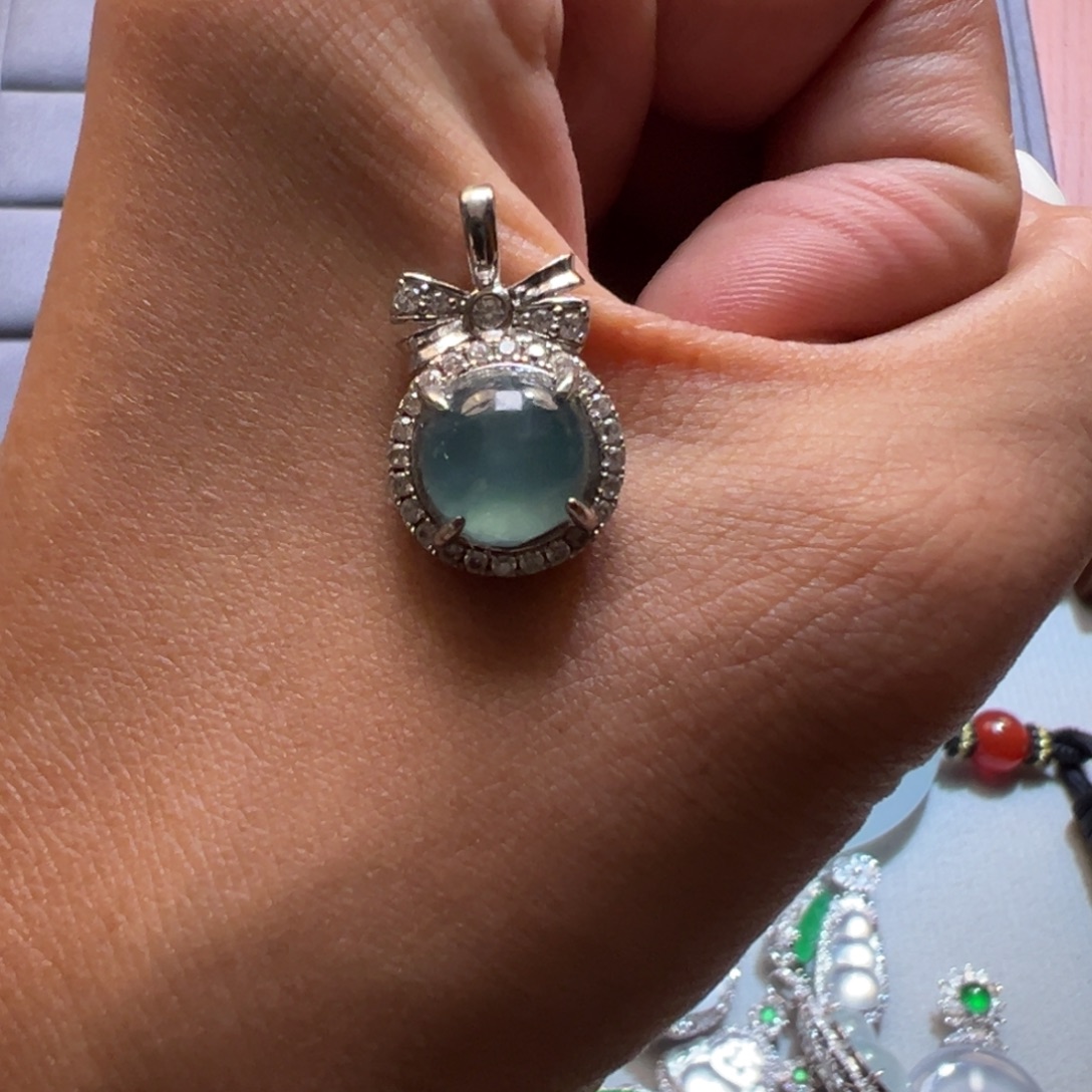 翡翠银S925镶嵌吊坠(不含链)