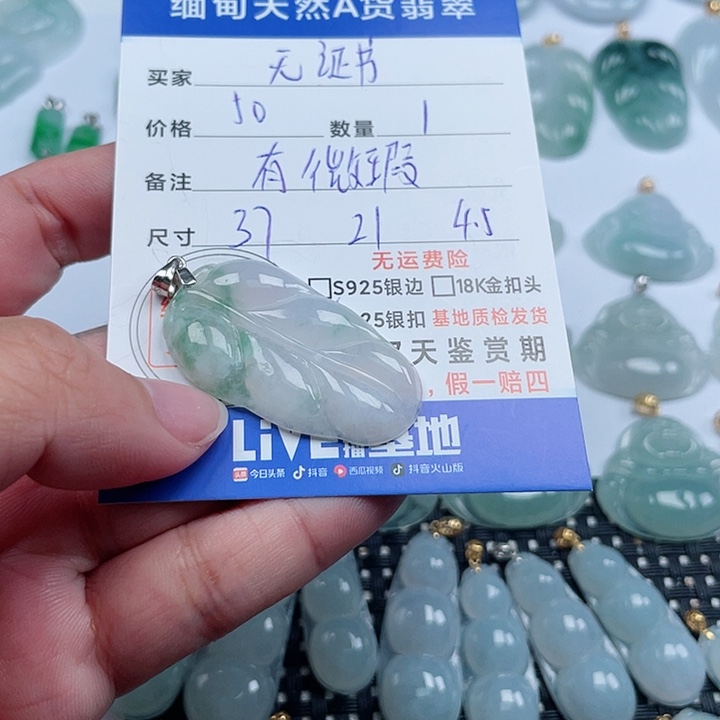 翡翠颈饰银S925镶嵌天然翡翠吊坠