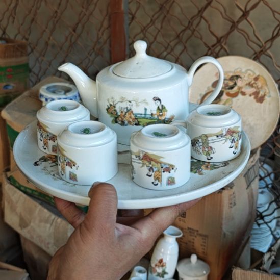 库存微瑕三娘教子多孔茶壶一套容量500