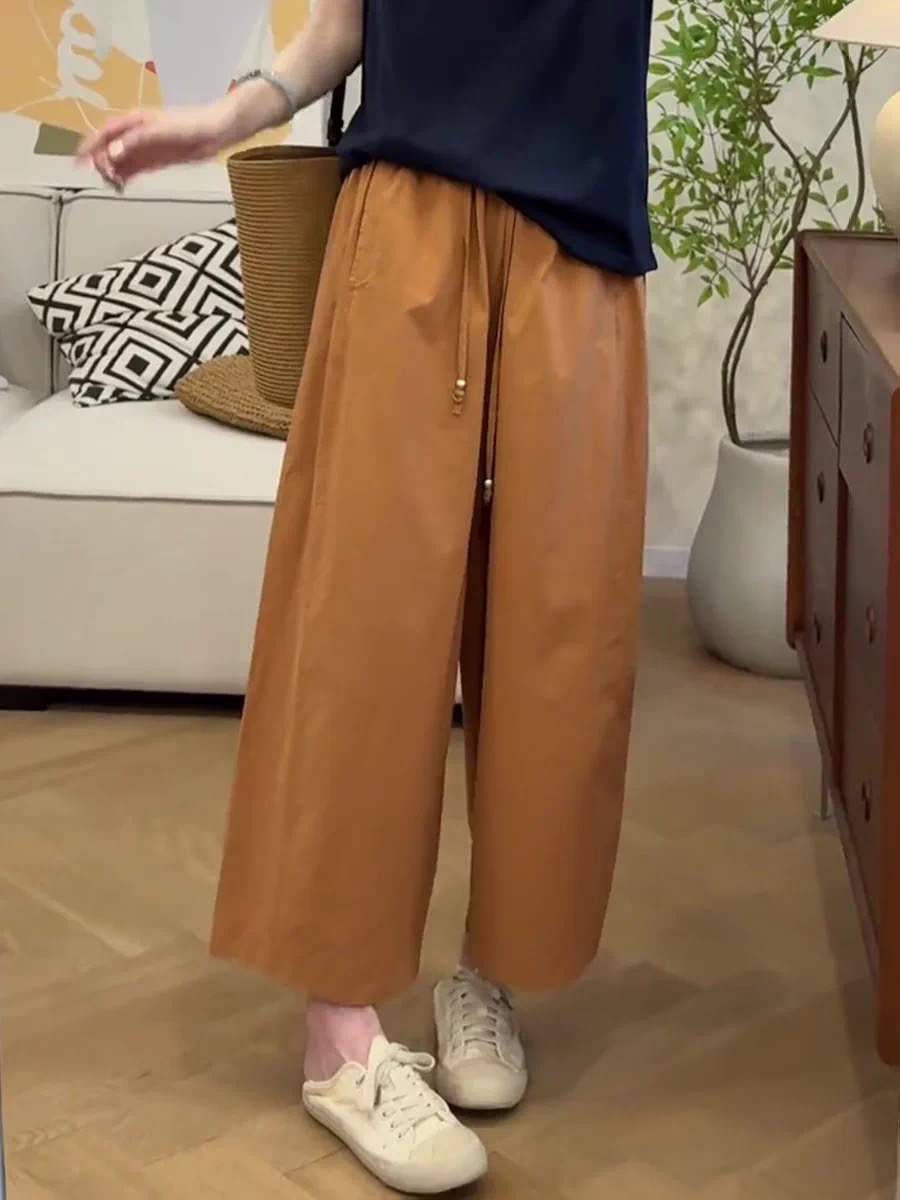 美式梧桐裤女夏季2025新款高腰宽松气球裤显瘦弯刀阔腿休闲灯笼裤