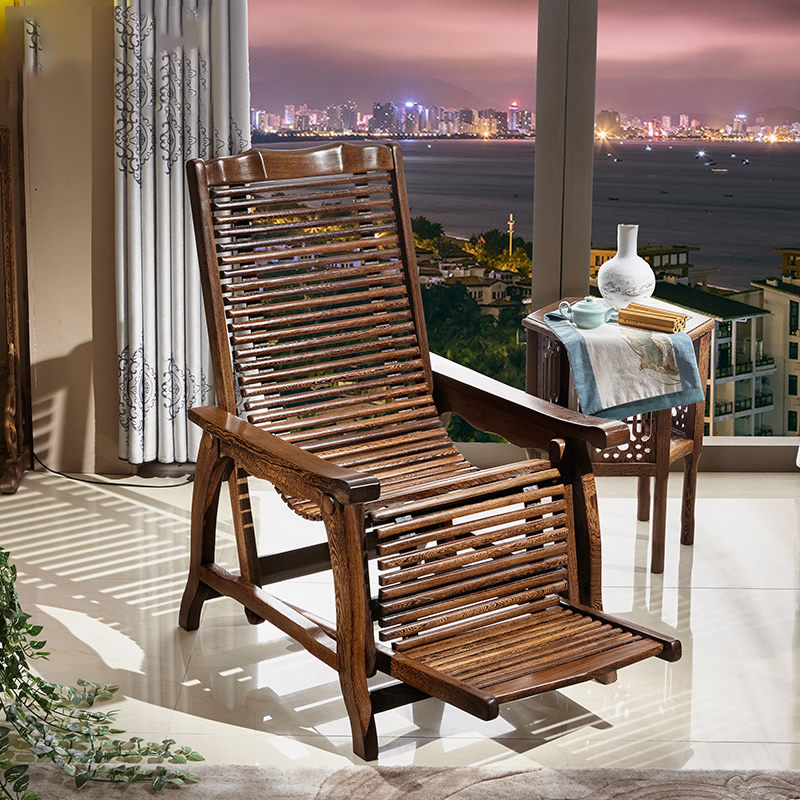 沙滩椅 非洲鸡翅木阳台实木躺椅休闲椅大人逍遥椅红木家具
