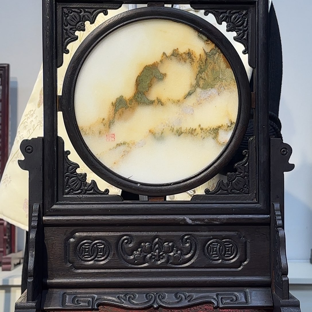 天***园石材天然大理石画屏风摆件